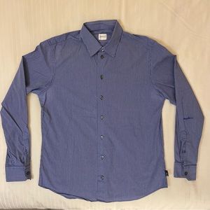 Armani Collezioni collared long sleeve blue shirt sz L